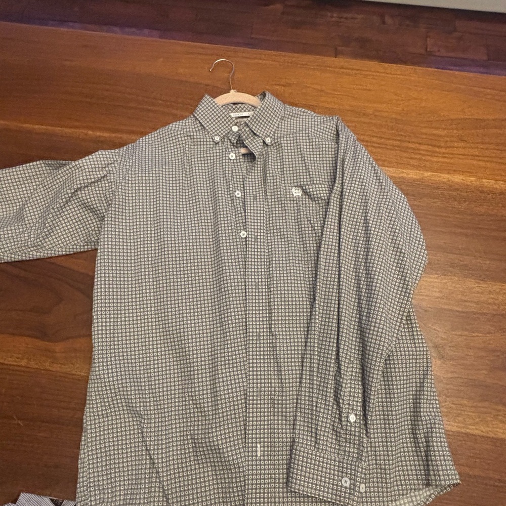 Cinch Men's Black and White Patterned Shirt
